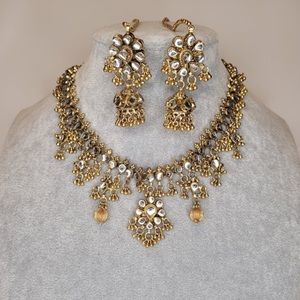 Handmade polki necklace and earring set